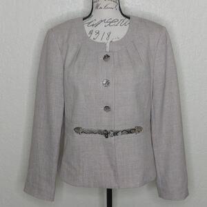 Isabella Suits Pleated Detail Blazer w/ Reptile Print Buttons and Buckle Size 12